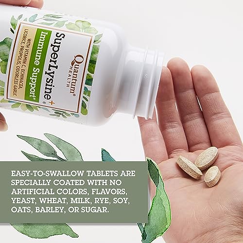 Quantum Health SuperLysine+ Advanced Formula Immune Support Supplement|Formulated with Vitamin C, Echinacea, Licorice, Propolis, and Odorless Garlic|180 Tablets