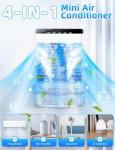 COOLECH Small Air Conditioner w/ 3 Speeds&3 Modes, Remote, 1100ML Tank Humidifier, 8-Cube Ice Tray, 120° Oscillating, 4 IN 1 Portable Air Conditioners, 7-Color Light, 4H Timer Desk AC Unit for Bedroom
