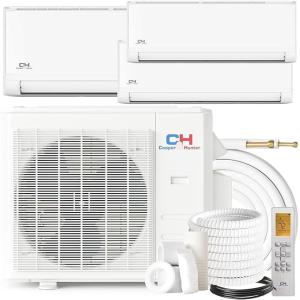 Cooper & Hunter OLIVIA Series Tri 3 Zone Multi Zone Ductless Mini Split Air Conditioner and Heater Full Set with 25ft Installation Kits (28000 BTU 6+9+18)