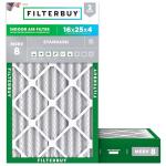 Filterbuy 16x25x4 Air Filter MERV 8 Dust Defense (2-Pack), Pleated HVAC AC Furnace Air Filters Replacement (Actual Size: 15.50 x 24.50 x 3.63 Inches)