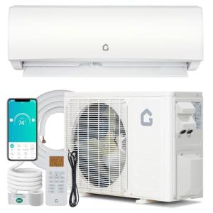 GarveeHome 12000 BTU Mini Split Air Conditioner Heat Pump System, Wifi Enabled 20 SEER2 208V- 230V Ductless AC Cool Up to 750 Sq. Ft, Compatible with Alexa, Complete Installation Kit, White