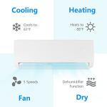 Bonnlo 12,000 BTU Ductless Mini Split AC/Heating System, 115V / 21 SEER Split-System Wall Air Conditioner Pre-Charged Inverter Heat Pump with 16ft Installation Kit