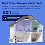 DELLA 35K BTU ODU 2 Dual Zone 18000 18000 BTU 19 SEER2 208-230V, Work with Alexa and Wifi, Cools Up to 2000 Sq.Ft, Multi Zone Ductless Pre-Charged Mini Split AC Heat Pump, 16ft Installation Kits