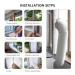 Portable Air Conditioner Window Seal Kit,Hot Air Stop Air Exchange Guards with Zip 158 inch ac Window Seal Kit Hot Air Stop Air Exchange Guards with Zipper Portable air Conditioner Window kit