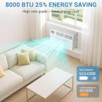 8000 BTU Window Air Conditioner with WiFi, Window AC Unit Cools Up to 350 Sq. Ft., Energy Saving with Remote & App Control & Timer Function, Perfect for Small Rooms, Living Room, Office