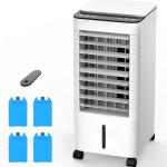 Windowless Portable Air Conditoners, 12H Timer &1.16Gal Tank, 45° Oscillation, 3-IN-1 Portable AC with Remote, 3 Modes 3 Speeds, Fast Cooling Quiet Ventless Swamp Cooler for Home, 3 Ice Packs, White
