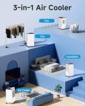 Windowless Portable Air Conditioners, Swamp Cooler with Oscillation, Evaporative Air Cooler with Remote, 7H Timer, Air Coolers Fan with 3Modes&Speeds for Bedroom Indoor Room (White, 9L)
