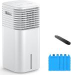 24" Windowless Portable Air Conditioner, 15H Timer & 120°Oscillation, 3-IN-1 Portable AC Unit with Remote, 2-Gal Tank, 3 Modes & 3 Speeds, Ultra-Quiet Ventless Swamp Cooler for Home Office, Milk