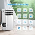 24" Windowless Portable Air Conditioner, 15H Timer & 120°Oscillation, 3-IN-1 Portable AC Unit with Remote, 2-Gal Tank, 3 Modes & 3 Speeds, Ultra-Quiet Ventless Swamp Cooler for Home Office, Milk