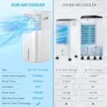 24" Windowless Portable Air Conditioner, 15H Timer & 120°Oscillation, 3-IN-1 Portable AC Unit with Remote, 2-Gal Tank, 3 Modes & 3 Speeds, Ultra-Quiet Ventless Swamp Cooler for Home Office, Milk