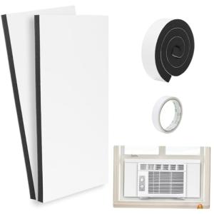 HOXHA AC Side Panels Kits, Air Conditioner Foam Insulation Window Kit 2 Pack, Air Conditioner Accessories Seal, 17 inch×9 inch ×7/8 inch,White