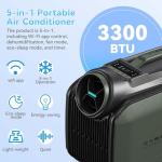 CYBERTAKE Portable Air Conditioner,3-in-1 AC Unit, Dehumidifier & Fan, 3300BTU Tent Air Conditioner with Installation Kit, Low Power Consumption, Portable AC for Camping Tent/RVs or Home Use, Green