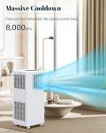 GarveeTech 8,000 BTU Portable Air Conditioner for Indoor Rooms, 3-In-1 AC Unit for Bedroom 250-350 Sq.Ft, Dehumidifier, Fan, Sleep Mode, 24 Timer, Remote Control, Window Kits