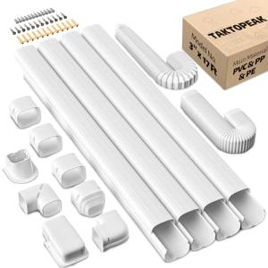 TAKTOPEAK 3'' 17 Ft [Quick Installation] PVC Decorative Line Cover Kit for Ductless Mini Split Air Conditioners, Central AC and Heat Pump Systems
