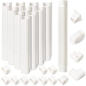 3" W 16.1Ft L Line Set Cover Kit for Mini Split Air Conditioners Decorative PVC Slim Line Cover for Central AC & Heat Pumps Systems Tubing Cover