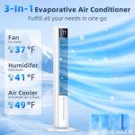 FANCOLE 44 INCH Windowless Air Conditioner with 4 Modes & 3 Speeds, 12H Timer, 4L Tank for 24H Cooling Evaporative Air Cooler, 4 Ice Packs, 17Ft Remote, 120° Oscillating Portable AC Unit for Bedroom
