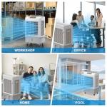 Windowless Swamp Cooler, 3 in 1 Evaporative Portable Air Conditioner with Remote, Large Cooling Fan Ac Unit,3 Speed, 7H Timer, 8 Gal Water Tank, 4 Ice Box for Garage, Patio, Bedroom Home Outdoor