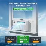 ROVSUN 8000 BTU Window Air Conditioner with Inverter Compressor, AC Unit for Window with Remote Control, Timer Function & Pre-Installed Side Panels for Easy Operation & Installation, 115V/60Hz