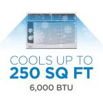 BLACK+DECKER Window Air Conditioner 6,000 BTU, AC Window Unit Cools Up to 250 Square Feet, Window AC Unit with Remote Control, 3 Cooling Speeds and Fan Only Function, BWAC06WTB, White