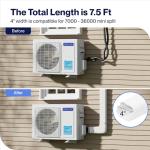 Della 4" 7.5 Ft Mini Split Line Set Cover, Decorative PVC Lineset Cover Kit, Paintable for Air Conditioner, Central AC, HAVC & Heat Pumps Systems Tubing Cover, White