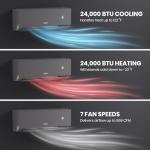 TOSOT SU-AORAKI24-230 24,000 BTU 24.0 SEER2, Energy Star Mini-Split Air Conditioner and Heating, WiFi-Enabled Ductless Inverter AC Unit with, Supports ERV System Add-On, 208-230V, Aoraki Series, Black