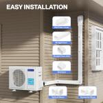 Della 4" 7.5 Ft Mini Split Line Set Cover, Decorative PVC Lineset Cover Kit, Paintable for Air Conditioner, Central AC, HAVC & Heat Pumps Systems Tubing Cover, White