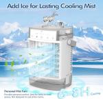 BriteZen Portable Air Conditioners, 1600ml Dual Water Tank Portable AC Unit, 3 Speed 2 Mist Mode Evaporative Air Cooler Fan Cooling Fan, Personal Mist Fan with Remote Adapter Timer 7 Lights