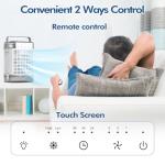 BriteZen Portable Air Conditioners, 1600ml Dual Water Tank Portable AC Unit, 3 Speed 2 Mist Mode Evaporative Air Cooler Fan Cooling Fan, Personal Mist Fan with Remote Adapter Timer 7 Lights