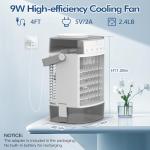 BriteZen Portable Air Conditioners, 1600ml Dual Water Tank Portable AC Unit, 3 Speed 2 Mist Mode Evaporative Air Cooler Fan Cooling Fan, Personal Mist Fan with Remote Adapter Timer 7 Lights