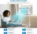 8000 BTU Smart Window Air Conditioner - Cools 550 Sq.Ft, WiFi Enabled, Ultra Quiet, Energy Star Certified, 3 Fan Speeds, 24H Timer, Easy Install for Home & Office