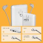 Brand Q 10000mAh Portable Charger with Built-in Cables