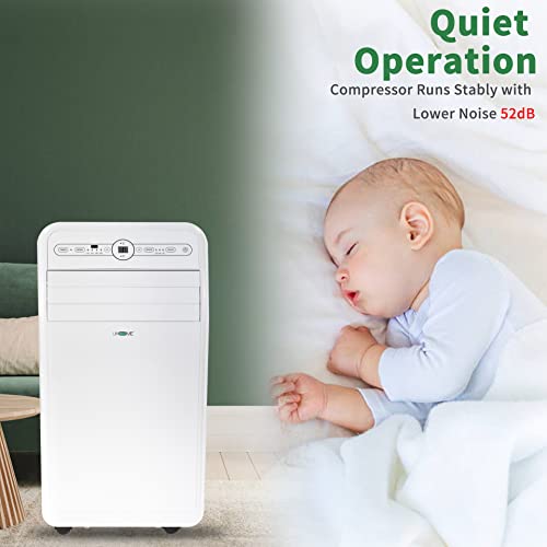 Uhome 12000 BTU Portable Air Conditioner with Heater up to 400 Sq. Ft, Ac Heater Combo Window Unit, Portable AC Unit with Dehumidifier & Fan, Cools & Heats,Remote Control and Window Kit Included,White