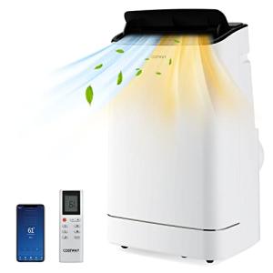 COSTWAY 15000 BTU Portable Air Conditioner, with Heat, Auto Swing 4-in-1 AC Unit for Rooms up to 800 Sq.Ft, with Built-in Dehumidifier, 24H Timer, Remote Control/APP Control & Window Kit(15000 BTU)