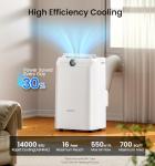 KOVIET 14000 BTU Portable Air Conditioners, 6-in-1 Wi-Fi Smart AC Unit with App & Voice Control, Remote Access, Self-Evaporating Quiet Cooling, Dehumidifier, Fan, 24H Timer, Includes Window Kit, White