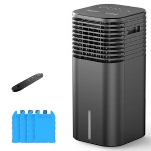 24" Windowless Portable Air Conditioner, 15H Timer & 120°Oscillation, 3-IN-1 Portable AC Unit with Remote, 2-Gal Tank, 3 Modes & 3 Speeds, Ultra-Quiet Ventless Swamp Cooler for Home Office, Coffee