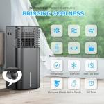 24" Windowless Portable Air Conditioner, 15H Timer & 120°Oscillation, 3-IN-1 Portable AC Unit with Remote, 2-Gal Tank, 3 Modes & 3 Speeds, Ultra-Quiet Ventless Swamp Cooler for Home Office, Coffee