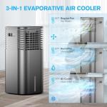 24" Windowless Portable Air Conditioner, 15H Timer & 120°Oscillation, 3-IN-1 Portable AC Unit with Remote, 2-Gal Tank, 3 Modes & 3 Speeds, Ultra-Quiet Ventless Swamp Cooler for Home Office, Coffee