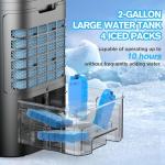 24" Windowless Portable Air Conditioner, 15H Timer & 120°Oscillation, 3-IN-1 Portable AC Unit with Remote, 2-Gal Tank, 3 Modes & 3 Speeds, Ultra-Quiet Ventless Swamp Cooler for Home Office, Coffee