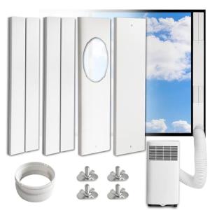 Portable AC Window Vent Kit - Complete Air Conditioner Window Kit, Adjustable PVC Window Seal Kit Panels Up to 60 Inches, for Universal Thread AC Exhaust Hose of 5.1" and 5.9" Diameter