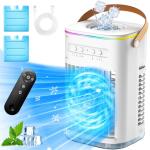 FANCOLE 4-IN-1 Small Air Conditioner w/ 2 Ice Packs, 16.5ft Remote, 1200ML Tank, 7H Smart Timer, 3Speed & 2Cool Mist Personal Air Conditioner, 7-Color Light Portable AC Unit for Bedroom Cover 100Sq.ft