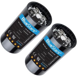 2 Packs 161-193 uf/MFD 125 VAC ±20% 50/60 Hz CD60 Round Motor Well Pump Start Capacitor Replacement Part by BlueStars - Exact Fit for Central Air-Conditioners, Heat Pumps, Condenser Fan Motors