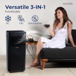 SereneLife SLPAC19B Portable 10000 BTU-3-in-1 Compact Standing Air Conditioner for Room Up to 320 Sq. Ft. -Floor AC Unit with Remote Control-Universal Casters, Window Mount Kit, Stadard, Black