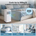 Aoxun 10000 BTU Portable Air Conditioners, WiFi APP Smart Control, 4-IN-1 AC Unit, Fast Cooling, Dehumidifier, Fan & 24H Timer Quiet Sleep, W/Remote Control, Window Kits, for Home/Office/Dorm