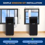 SereneLife SLPAC19B Portable 10000 BTU-3-in-1 Compact Standing Air Conditioner for Room Up to 320 Sq. Ft. -Floor AC Unit with Remote Control-Universal Casters, Window Mount Kit, Stadard, Black