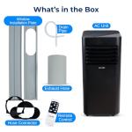 SereneLife SLPAC19B Portable 10000 BTU-3-in-1 Compact Standing Air Conditioner for Room Up to 320 Sq. Ft. -Floor AC Unit with Remote Control-Universal Casters, Window Mount Kit, Stadard, Black