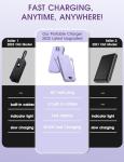 Portable Charger, 12000mAh 22.5W USB C Fast Charging Power Bank with Built-in Cables and AC Wall Plug, Smart LED Display Travel Essentials Battery Pack Compatible with iPhone, iPad, Samsung etc Purple