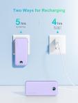 Portable Charger, 12000mAh 22.5W USB C Fast Charging Power Bank with Built-in Cables and AC Wall Plug, Smart LED Display Travel Essentials Battery Pack Compatible with iPhone, iPad, Samsung etc Purple