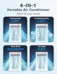 CENSTECH Windowless Air Conditioner with 6 Ice Packs, 3 Modes & 3 Speeds Swamp Cooler Air Conditioner, 12H Timer, 4L Tank for 24H Cooling, Remote, Dual Tank Portable Air Conditioners No Windows Needed