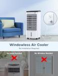 CENSTECH Windowless Air Conditioner with 6 Ice Packs, 3 Modes & 3 Speeds Swamp Cooler Air Conditioner, 12H Timer, 4L Tank for 24H Cooling, Remote, Dual Tank Portable Air Conditioners No Windows Needed