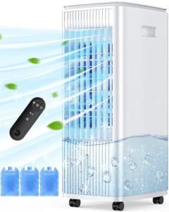MYICY 25" Windowless Air Conditioner with Double Tanks for 16H Cooling, 25ft Remote & Timer,3-IN-1 Evaporative Air Cooler for Room, 90° Oscillation, 30dB, 3-Speed Swamp Cooler Air Conditioner Portable